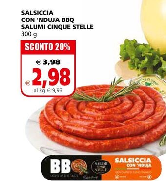 Il Gigante Salsiccia con 'nduja bbq salumi cinque stelle 300g offerta