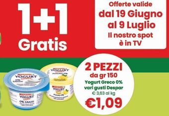 Despar Yogurt greco 0% vari gusti despar offerta