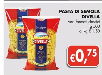 Supermercato Coal Pasta di semola divella vari formati classici g 500 offerta