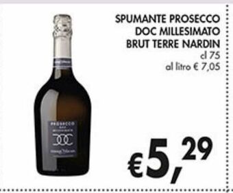 Spumante prosecco doc millesimato brut terre nardin
