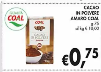 Supermercato Coal Cacao in polvere amaro coal offerta