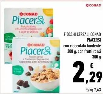 Fiocchi cereali conad piacersi con cioccolato fondente, con frutti rossi