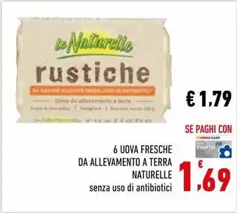 6 uova fresche di allevamento a terra naturelle senza uso di antibiotici