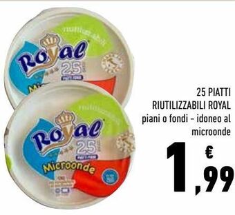 Conad 25 piatti riutilizzabili royal offerta