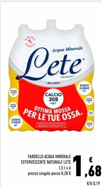 Conad Fardello acqua minerale effervescente naturale lete offerta