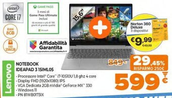 Expert Lenovo Notebook IDEAPAD 3 15IML05 offerta