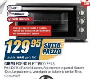 Sinergy Girmi Forno Elettrico FE45 offerta