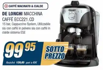 Sinergy De Longhi Macchina Caffè ECC221.CD offerta