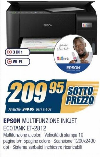 Sinergy Epson Multifunzione Inkjet Ecotank ET-2812 offerta