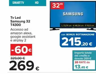 Tv led 32'' samsung t4300