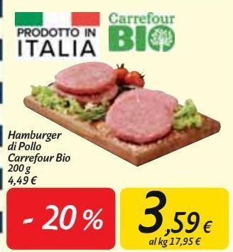 Carrefour Market Hamburger di pollo carrefour bio offerta