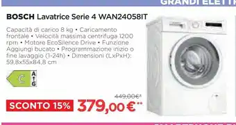 Ipercoop Bosch lavatrice serie 4 wan24058it offerta