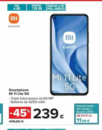 Carrefour Iper Smartphones xiaomi mi 11 lite 5g offerta