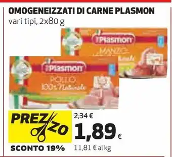 Ipercoop Omogeneizzati di carne plasmon offerta