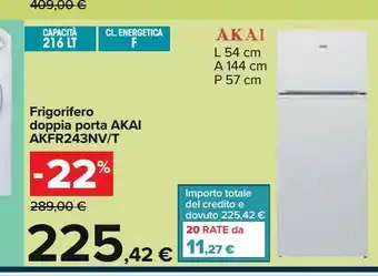 Carrefour Iper Frigorifero akai doppia porta offerta