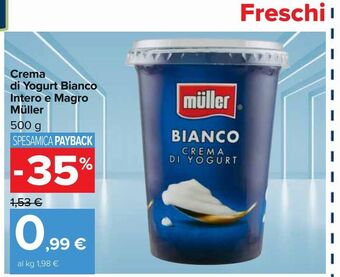 Carrefour Market Crema di yogurt bianco intero e magro muller offerta