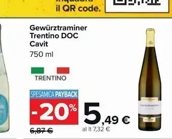 Carrefour Iper Gewurztraminer trentino doc cavit offerta