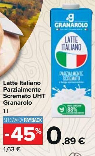 Latte italiano parzialmente scremato uht granarolo