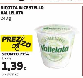 Ipercoop Ricotta in cestello vallelata offerta