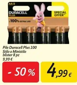 Carrefour Market Pile duracell plus 100 stilo o ministilo blistter offerta