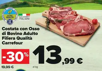 Costata con osso di bovino adulto
