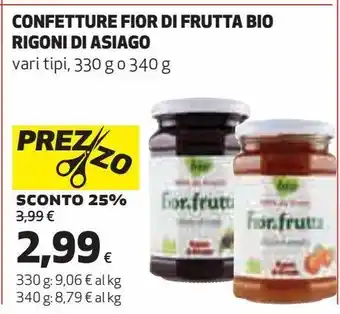Ipercoop Confetture fior di frutta bio rigoni di asiago offerta