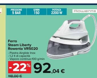 Ferro steam liberty rowenta vr5020