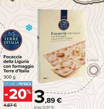 Carrefour Iper Focaccia della liguria con formaggio terre d'italia offerta