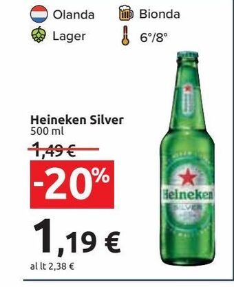 Carrefour Iper Heineken silver 500 ml offerta