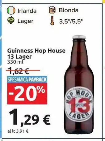 Carrefour Iper Guinness hop house 13 larger 330 ml offerta
