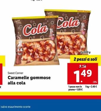 Lidl Caramelle gommose alla cola 2x300g offerta