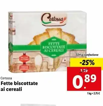 Lidl Fette biscottate certosa offerta