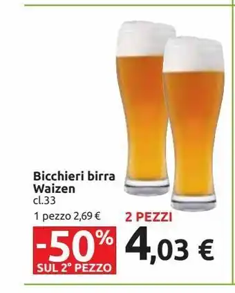 Carrefour Iper Bicchieri birra waizen cl 33 offerta