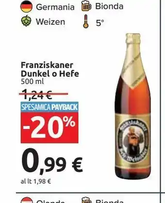 Birra franziskaner dunkel o hefe