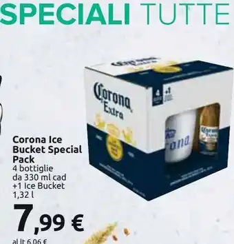 Carrefour Iper Corona ice bucket special pack 4 bottiglie da 330 ml cad + 1 ice bucket 1.32 l offerta