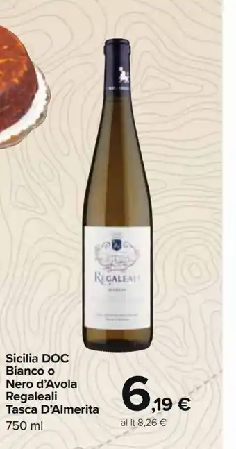 Carrefour Market Sicilia doc bianco o nero d'avola tasca d'almerita offerta