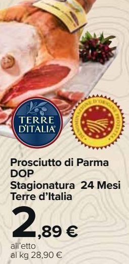 Carrefour Market Prosciutto di parma dop stagionatura 24 mesi terre d'italia offerta