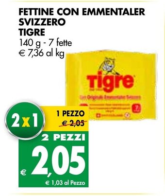Tigros Tigre Fettine con Emmentaler Svizzero 140 g - 7 fette offerta