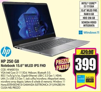 Wellcome HP 250 G8 Notebook 15.6" WLED IPS FHD offerta