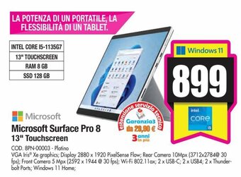 Wellcome Microsoft Surface Pro 8 13" Touchscreen offerta