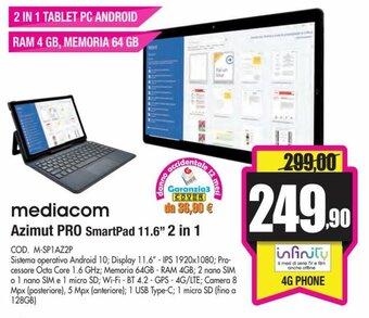 Wellcome Mediacom Azimut Pro SmartPad 11.6" 2 in 1 offerta