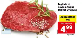 Lidl Tagliata di bovino Angus origine Uruguay 200 g offerta