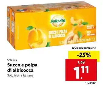 Lidl Solevita Succo e polpa di albicocca 1200 ml offerta