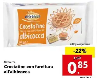 Lidl Nastrecce Crostatine con farcitura all'albicocca 240 g offerta