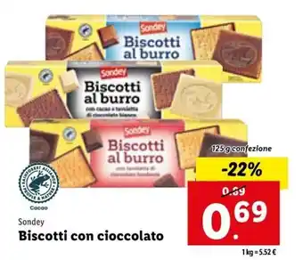 Lidl Sondey Biscotti con cioccolato 125 g offerta