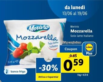 Lidl Merivio Mozzarella 125 g offerta