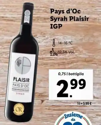 Pays d'Oc Syrah Plaisir IGP 0,75 L