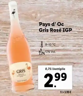 Lidl Pays d' Oc Gris Rosé IGP 0,75 L offerta