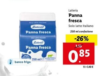 Lidl Latteria Panna fresca 250 ml offerta