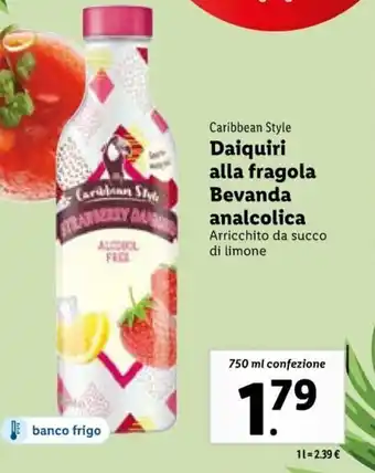 Lidl Caribbean Style Daiquiri alla fragola Bevanda analcolica 750 ml offerta